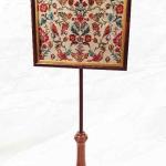 Antique Mahogany Pole Screen - Fire screen with Glazed William Morris Style Tapestry