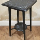 Antique Arts & Crafts Chip Carved Occasional Table / Lamp Stand